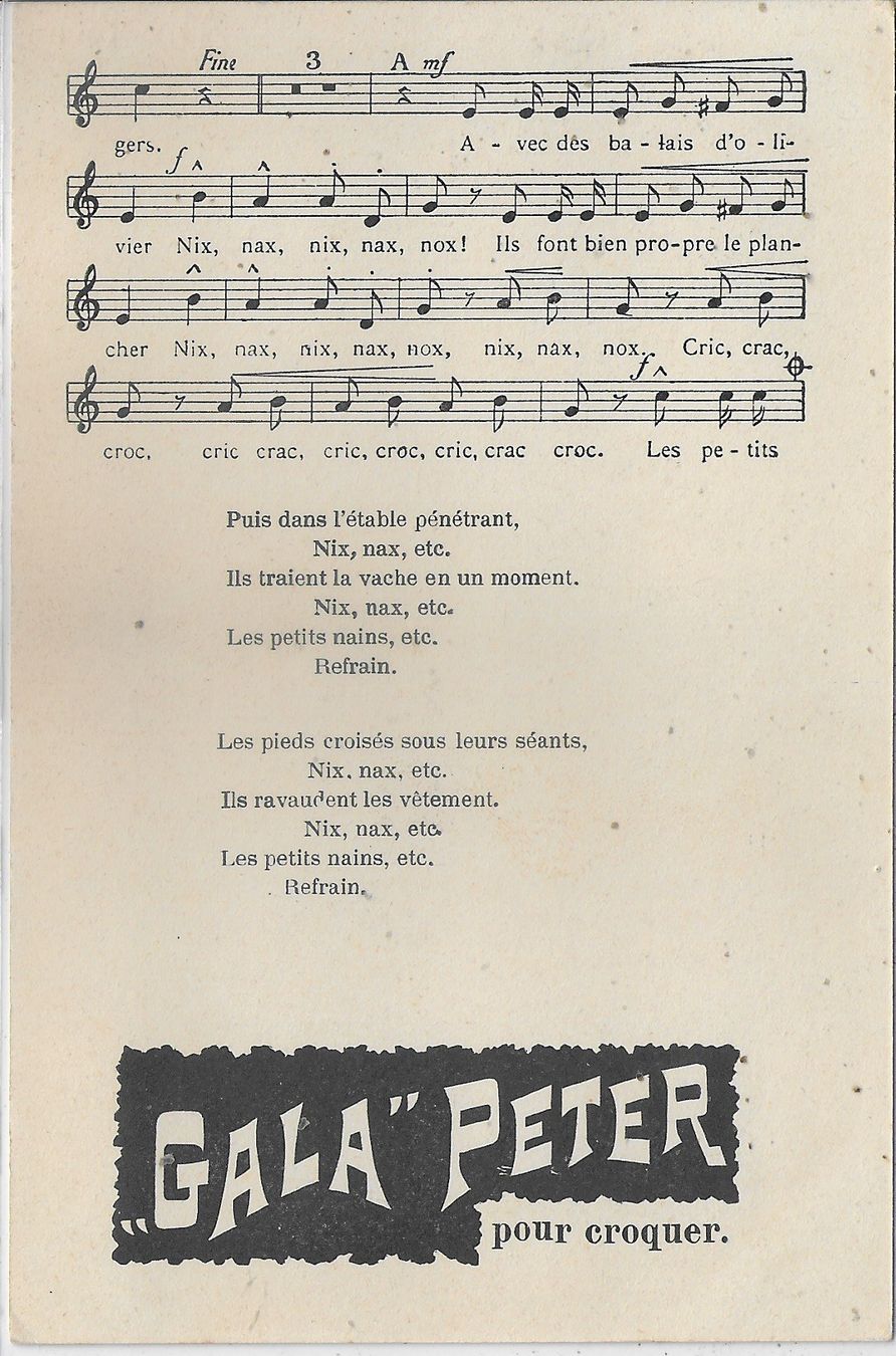 Cartoline postali: Peter Chocolat - Les Petits nains de Montagne - Chanson – Usato da Ettingen venduto da Kartenplanet 1