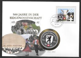 Münzbrief AI AR 500 Jahre Eidgenossenschaft do. Münze 2013