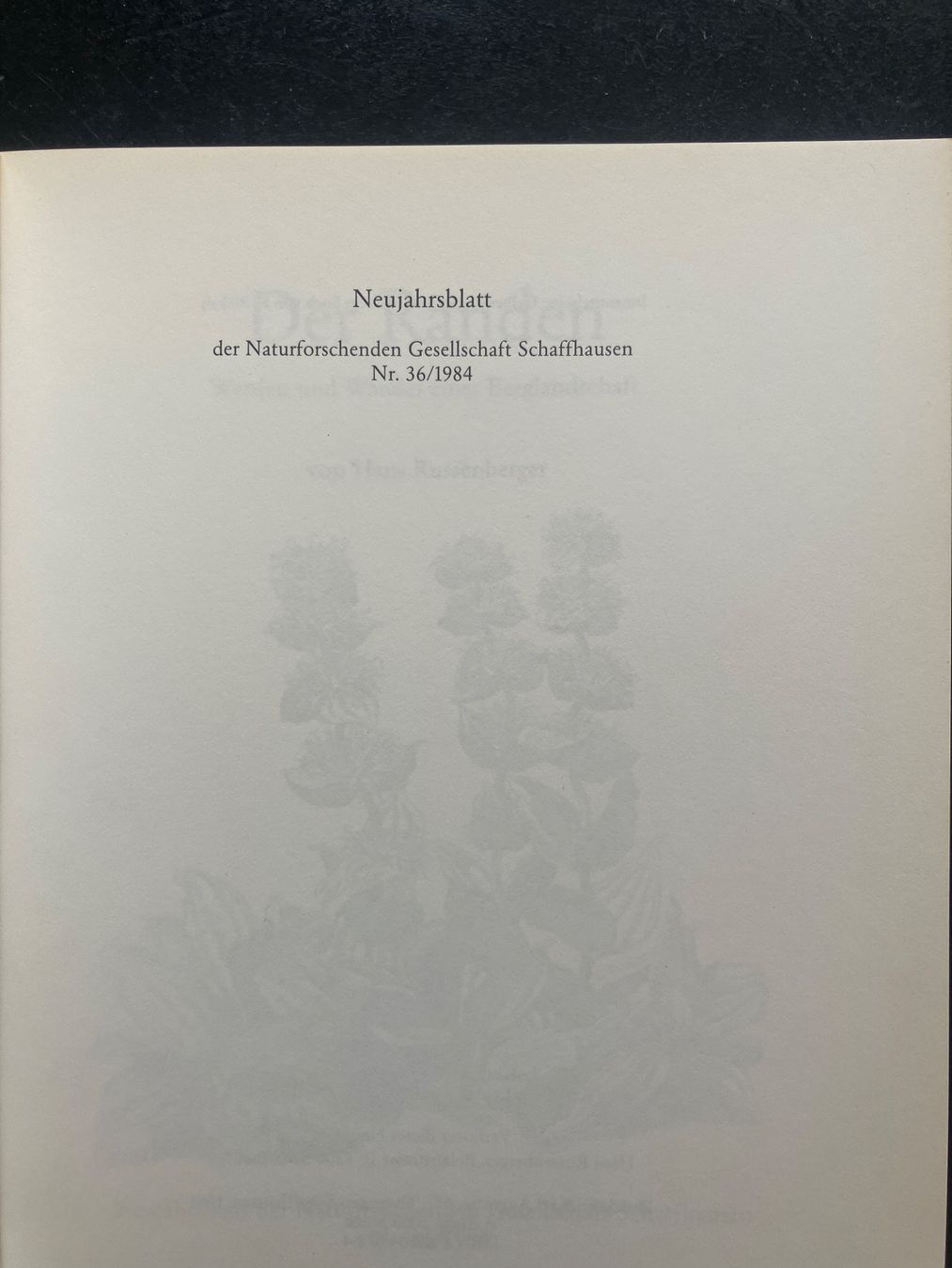 Libri: Der Randen. H. Russenberger, 1984 – Usato da Wangen ZH venduto da day01 1