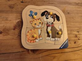 Holz Steckpuzzle für Kleinkinder - Hund und Katze