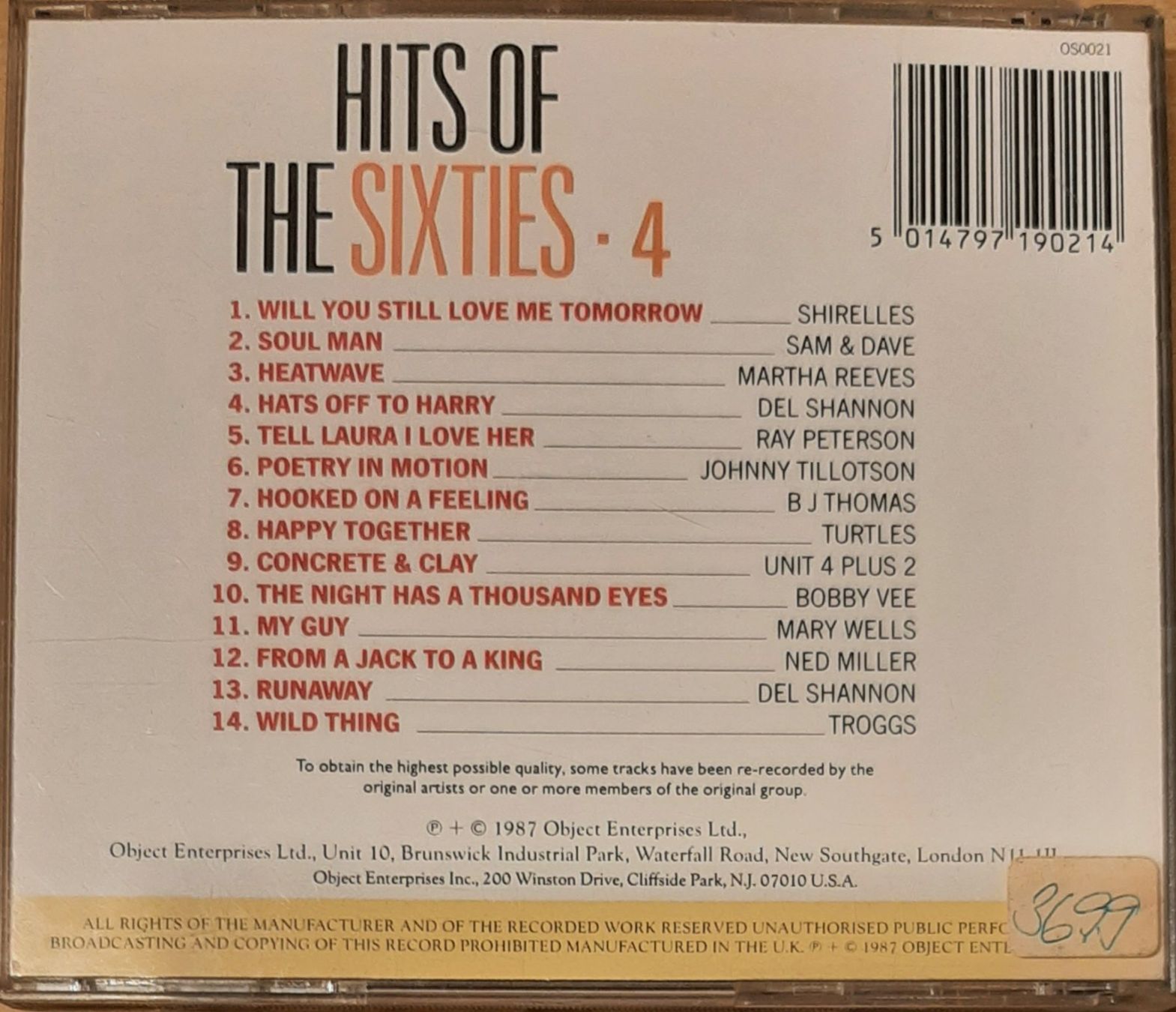CDs: Hits Of The Sixties Vol.4, Pop & Rock Compilation Sampler – Gebraucht aus Schönenberg TG von Gregordini 1