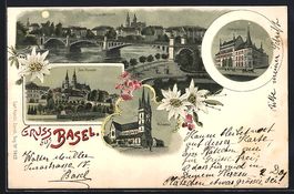 Litho Basel, Wettsteinbrücke, Postgeb