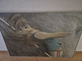 Original Grafik/Zeichnung, gerahmt, Wandbild, Kunst 