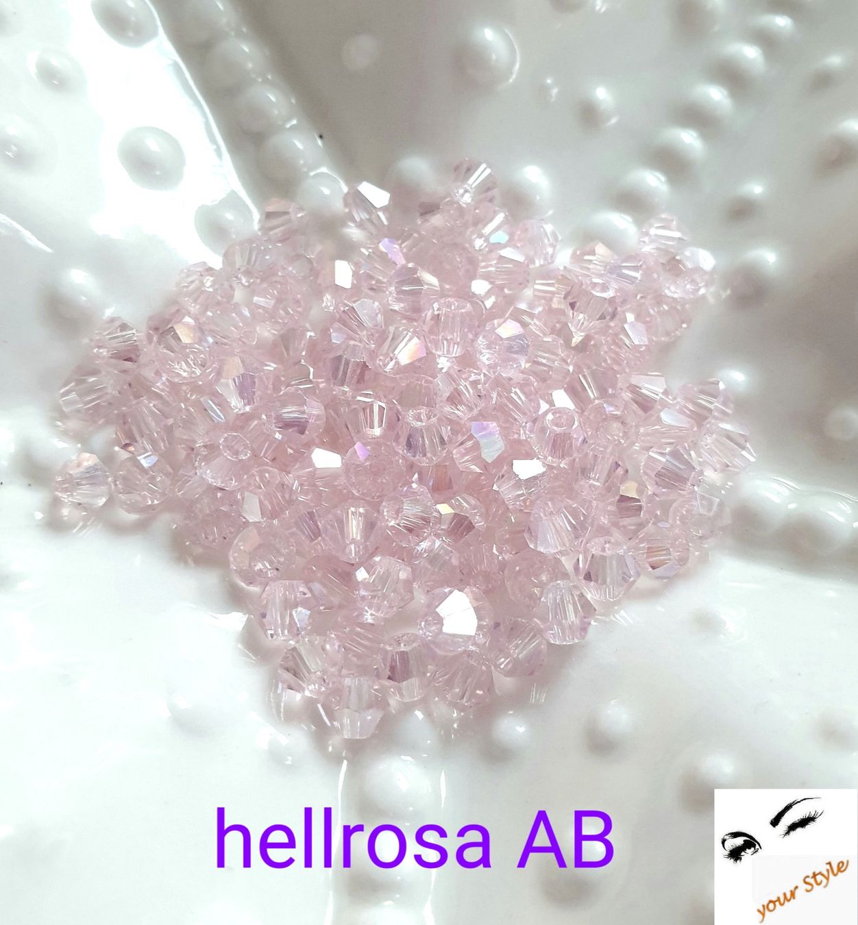 Perle (finte): 100 Stk. Glas- Perlen 4mm hellrosa AB Lüster – Nuovo e nell'imballaggio originale da Oberglatt ZH venduto da -your-Style- 1