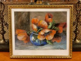 Vintage Pastell Mohn 1930/40 signiert