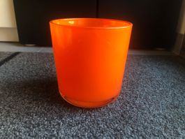 Vase Pot de fleur en verre orange vif style des années 70 !