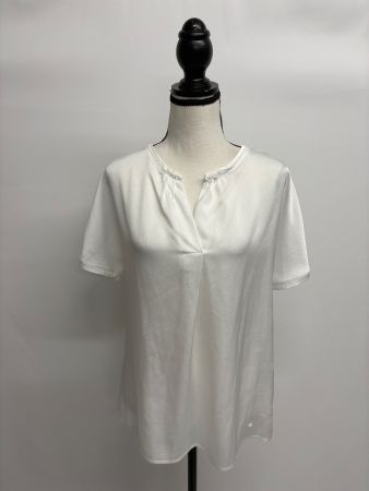 Brax weisse kurzarm Bluse 38 Satin T-Shirt Jersey