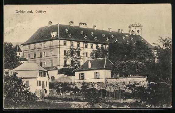 Cartoline postali: AK Delémont, Collége mit Umgebung – Usato da Berlin venduto da bartko-reher