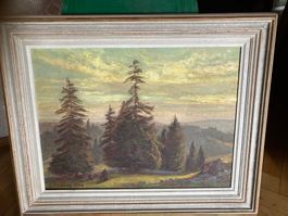 Tableau de Jean Mathey, paysage du Jura Neuchâtelois.