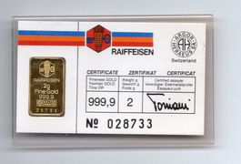 (920) Goldbarren 2 g, Raiffeisen