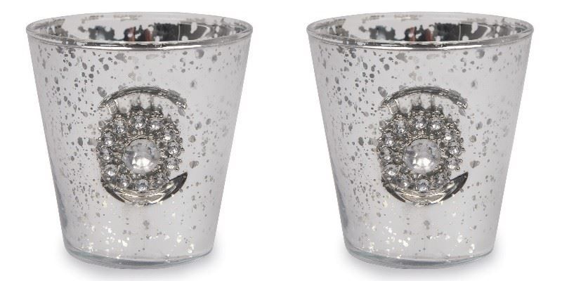 Portacandele: Teelichthalter / Teelicht 2-er Set "PERLEN" silber – Nuovo e nell'imballaggio originale da Wettingen venduto da Swala