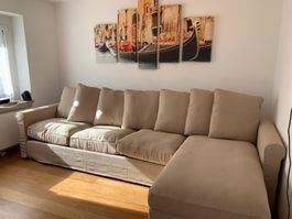 Sofa mit Stauraum, Beige, sehr bequem