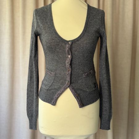 Taille XS - Cardigan gris dos en dentelle - Maison Espin