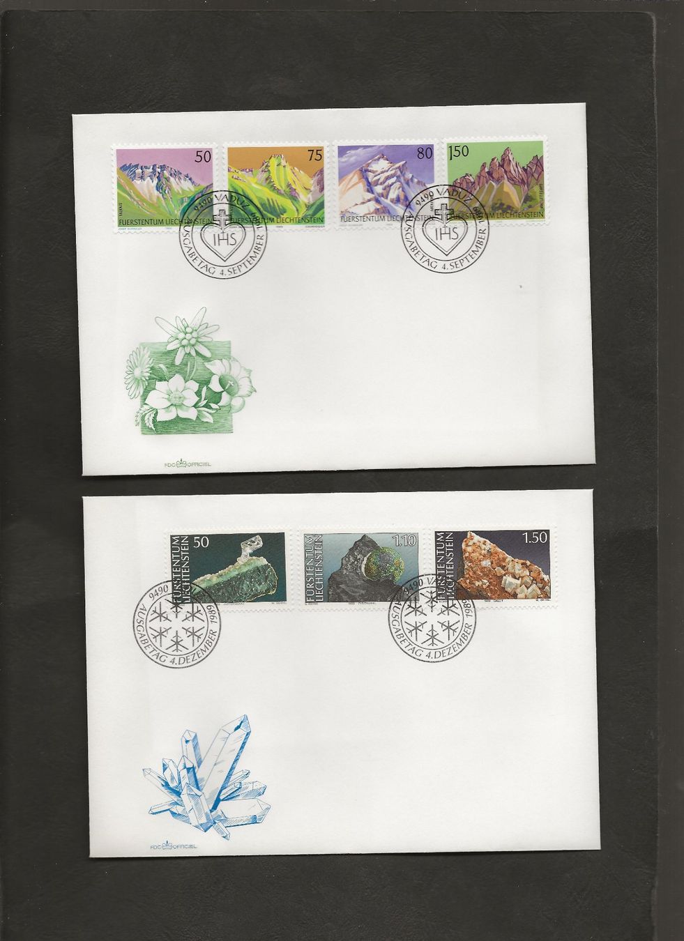 Tutti i francobolli: 16 FDC Liechtenstein 1989 bis 1991 – Usato da Au ZH venduto da xelagreb01 1