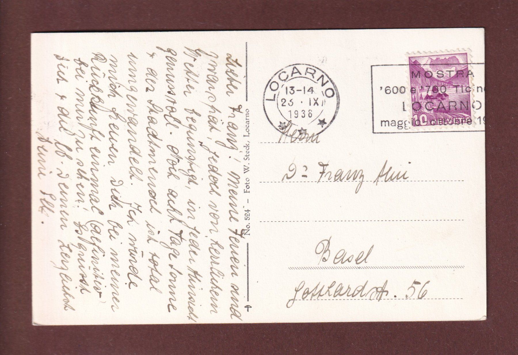 Cartoline postali: LOCARNO - Quai - 1938 – Usato da Pully venduto da nicecards 1