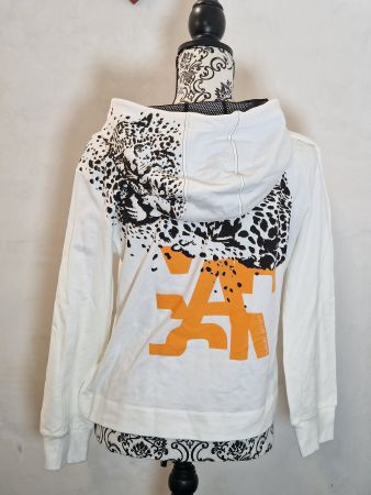 Baumwoll Kapuzenpullover Marc Cain Sports weiss gemustert XS