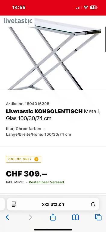 Tables: Konsolentisch Metal Glas – D'occasion à Künten par buli76