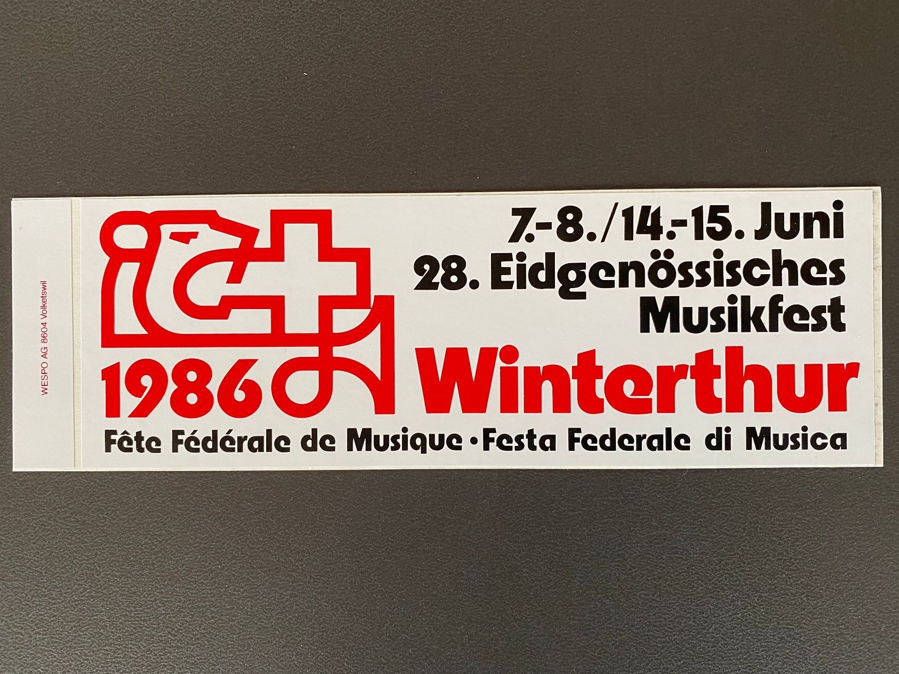 Sticker: Aufkleber Eidg. Musikfest Winterthur 1986 – Usato da deitingen venduto da popcorn02