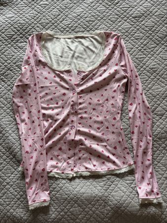 Gilet femme rose à fleurs