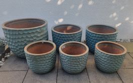 6er Set Terrakotta Blumentöpfe, drei Grössen
