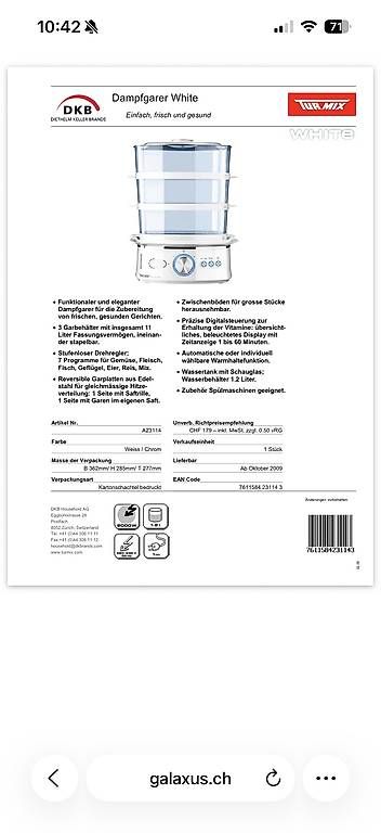 Elettrodomestici da cucina: TUR MIX white Dampfgarer – Usato da Mühlau venduto da ana_75z8 2