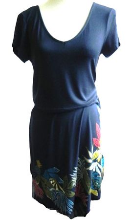 Gr. 40 blaues Kleid Blumenmuster von BLANCHE PORTE s.Masse