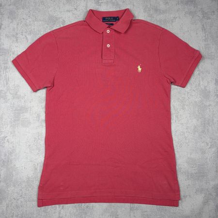 Polo Ralph Lauren rouge, logo brodé jaune Slim Fit - S femme