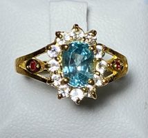 Blauer Zirkon + Saphir Ring 💎✨ Silber 925 vergoldet S178