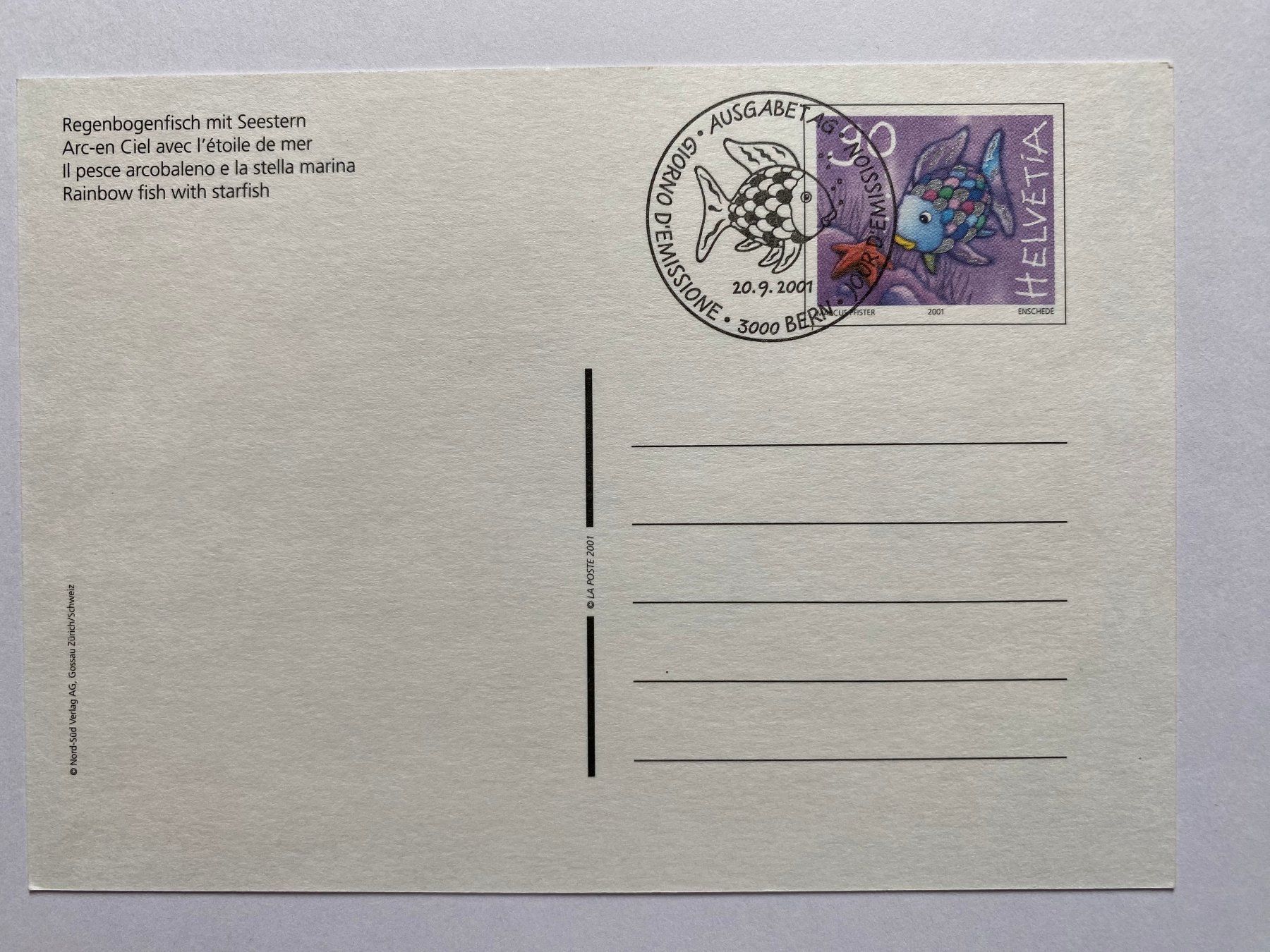 Cartoline postali: Maximumkarte Regenbogenfisch mit Seestern 2001 ET – Nuovo (secondo la descrizione) da Kirchenthurnen venduto da Scherzengel 1