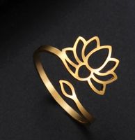 Fingerring Lotusblume golden/silbern (59/60)
