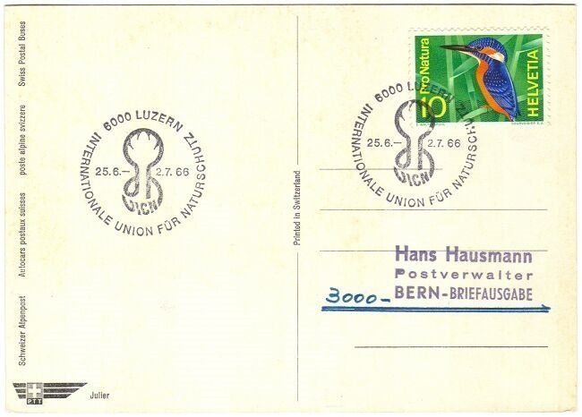 Cartoline postali: CP/AK: PTT - Schweizer Alpenpost "Julier" 1966 – Usato da Tramelan venduto da MHK79 1