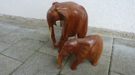 2 holz elefanten