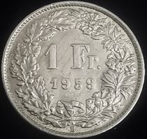 1 Franken 1959 Silber vorzüglich in Schutzkapsel