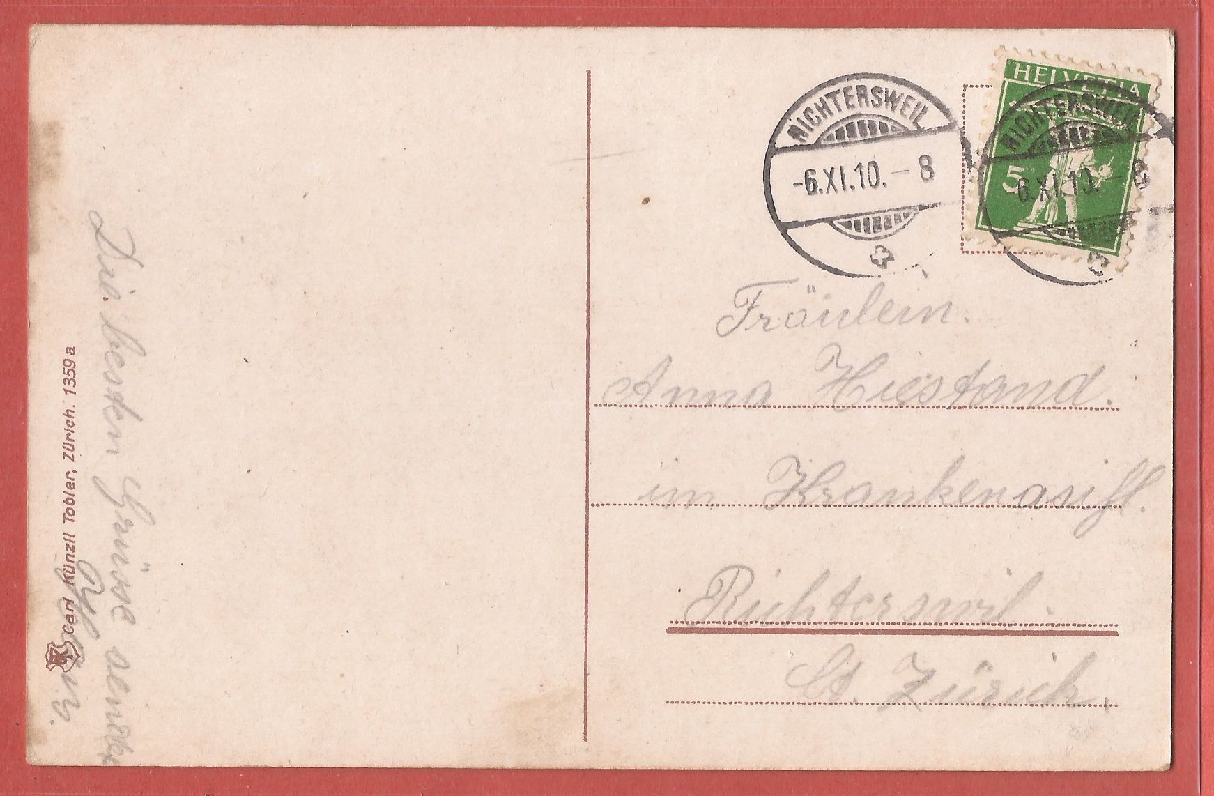 Cartoline postali: Wädenswil - Obst- und Weinbauschule - 1910 – Usato da Fislisbach venduto da Porano 1