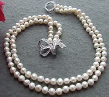 Knot Lua Weiss Perlen Kette Echt Collier Perle Halskette