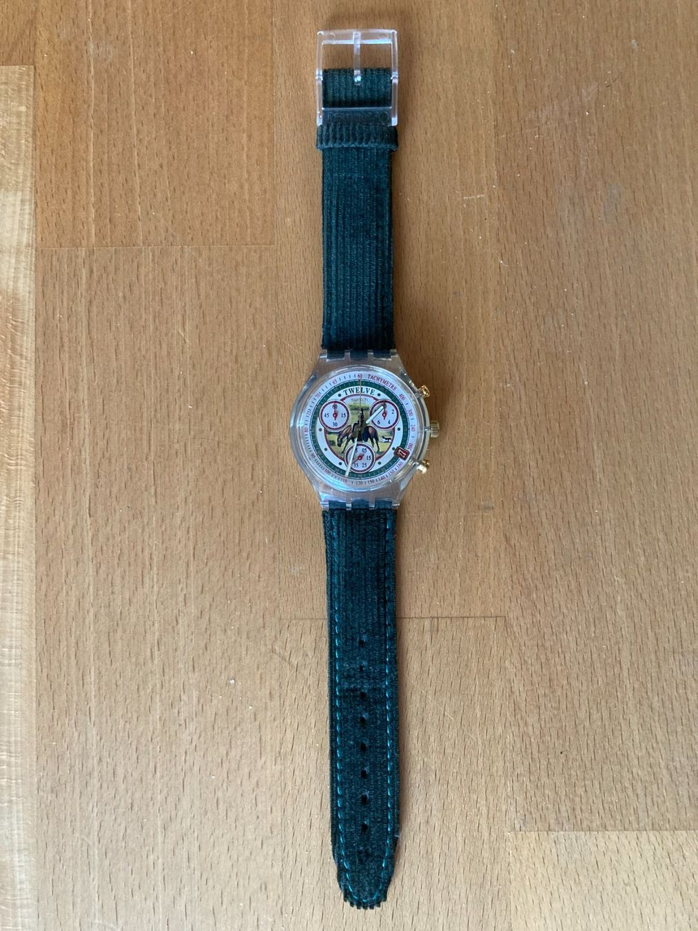 Swatch Orologi: SWATCH  CHRONOGRAPH  SA MAJESTE VELOURS  1995 PFERD  NEU – Nuovo (secondo la descrizione) da Subingen venduto da ArtBead 3