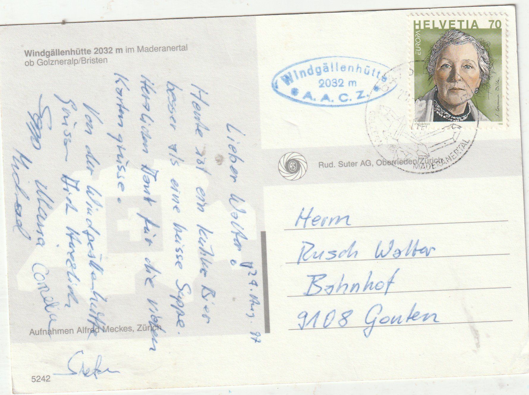 Cartoline postali: SAC Windgällenhütte – Usato da Lumbrein venduto da made02 1