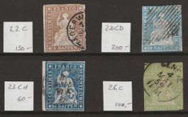 1855 : Strubel Nr. 22C, 23Cb, 23Cd + 26C : KP 550.--