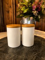 Vorratsdosen Keramik Weiss mit Bambusdeckel 2er Set neu