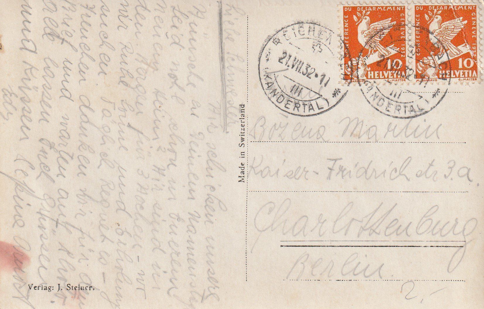 Cartoline postali: AK Kien gel. 21.7.1932 – Usato da Fribourg venduto da schnalla92 1