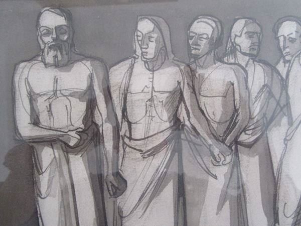 Dipinti: Trauerszene - Tusch - weiss gehöht – Usato da Luzern venduto da Horoskop1 2