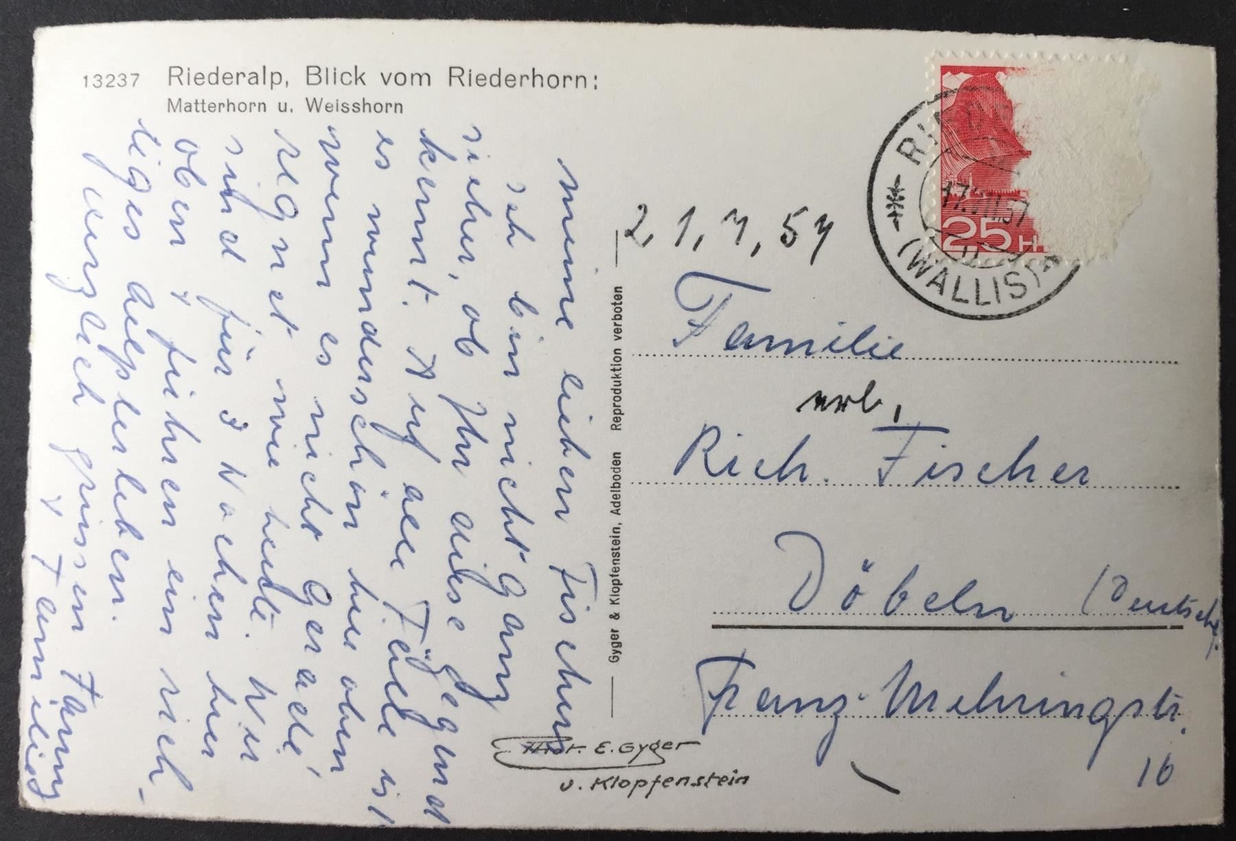 Cartes postales: RIEDERALP Blick vom Riederhorn – D'occasion à Jona par philajona 1