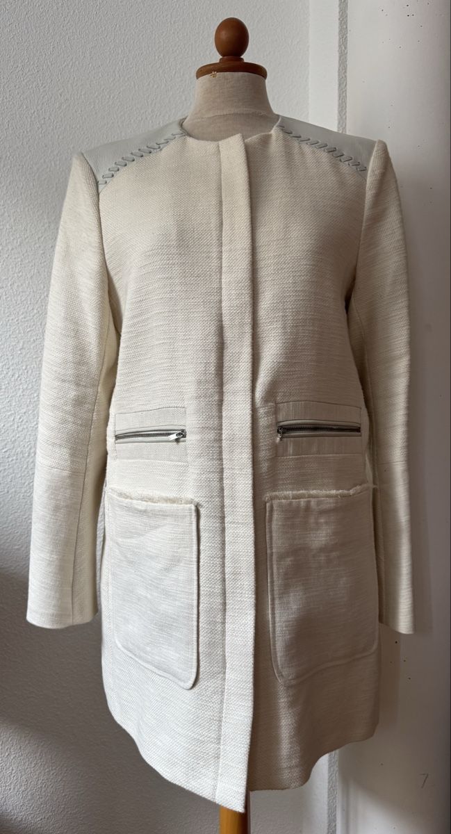 Maje Cappotti: Manteau MAJE, crème, taille M, lin coton  – Usato da Morges venduto da sandy069