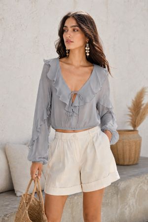 ZARA halbtransparente Boho Bluse Kurzbluse S (38-40) NEU