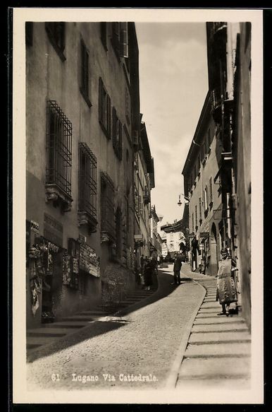 Cartoline postali: AK Lugano, Via Cattedrale – Usato da Berlin venduto da bartko-reher