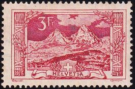 1918, 3Fr. rot, Gebirgslandschaft "Mythen", Nr. 142 *.