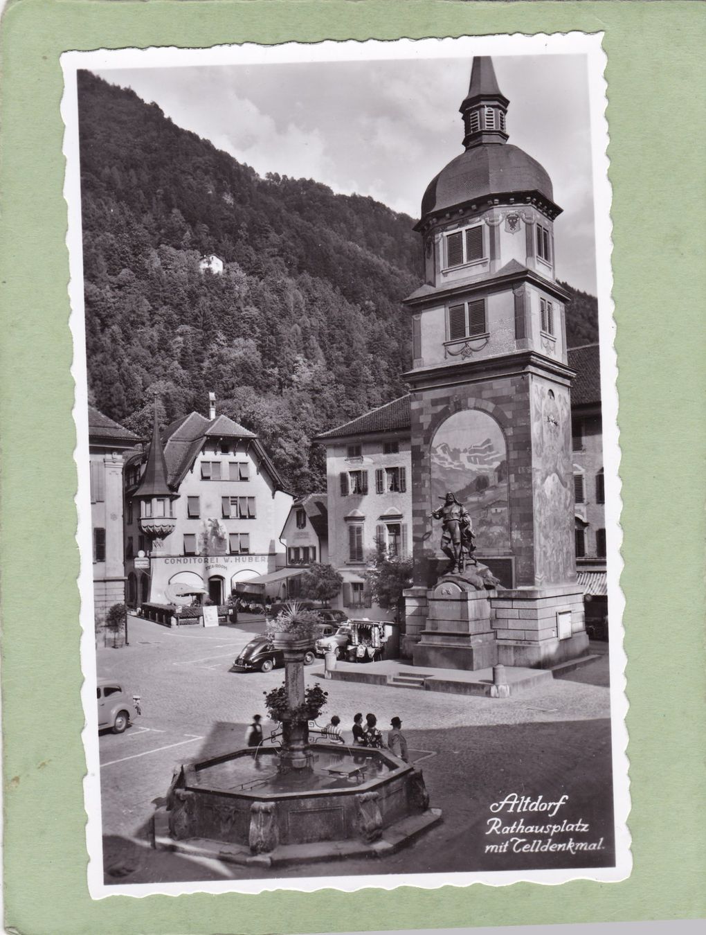Ansichtskarten: Altdorf Rathausplatz mit Telldenkmal – Gebraucht aus Herisau von Lisegrat2008