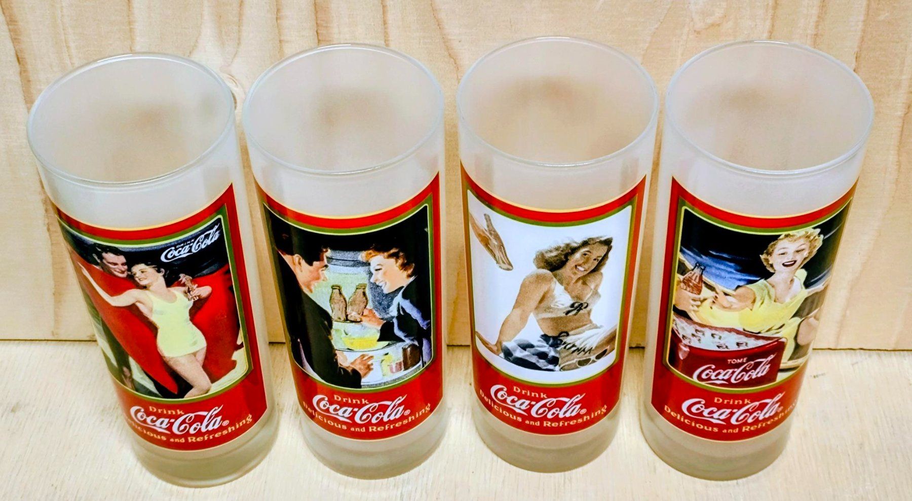 Coca-Cola Verres: 4 Coca-Cola Gläser Nostalgie  ca. 4 dl – Neuf (Voir description) à Pfäffikon ZH par Colacity 1