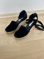 Espadrilles Gr. 37 schwarz - Velour Leder H&M