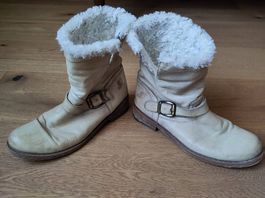 Elegante Winterstiefel in grau-beigem Leder